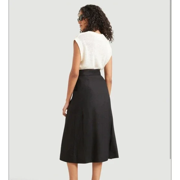 Modern Citizen Women's Devon Belted Wrap Linen Skirt DP5 Black Medium - Picture 2 of 6